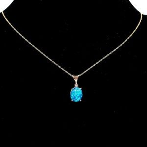 🌟SOLID 14K GOLD 🌟CABLE CHAIN~BLACK OPAL PENDANT NECKLACE